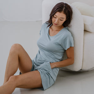 Everyday Bra-less Modal® Fabric Loungewear Set in Cloud Matcha (With In-Built Cups)
