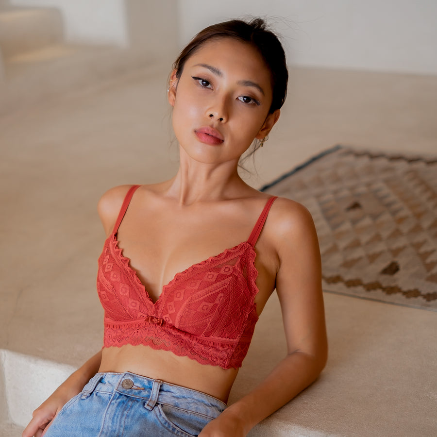 Lace Contour Super Push Up Wireless Bra in Poppy