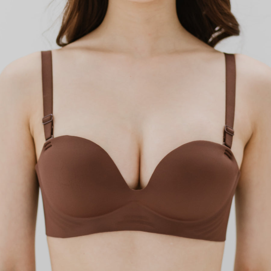 No Bulge! Lifting Seamless Wireless Bra in Velvet Cocoa
