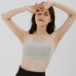 Minimalist Chic! Ruched Lightly-Lined Seamless Midi Strapless Wireless Bra in Hojicha Latte