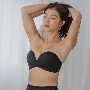 5th Gen! Lace 100% Non-Slip Strapless Wireless Bra in Black