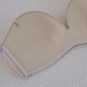 5th Gen! Lace 100% Non-Slip Strapless Wireless Bra in Almond Nude