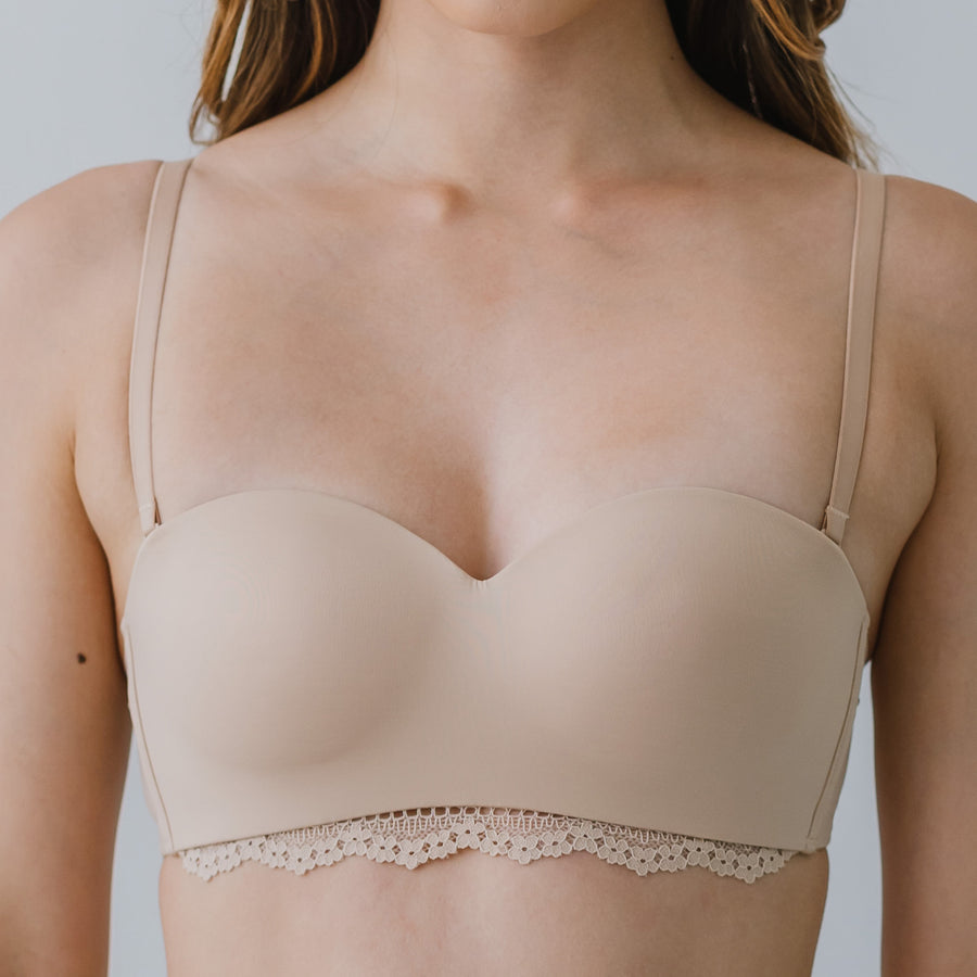 Flexi-Modal! Lightly-Lined Convertible Seamless Wireless Bra in Latte Nude