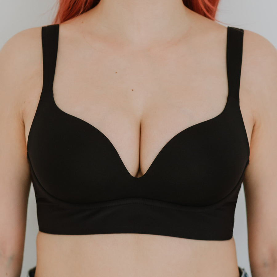 Support Plus! Low-Plunge U-Back Wireless Bra in Black