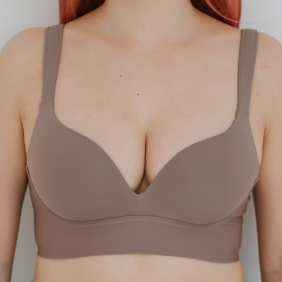 Support Plus! Low-Plunge U-Back Wireless Bra in Mauve Buttercream