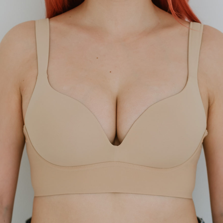 Support Plus! Low-Plunge U-Back Wireless Bra in Nude Buttercream