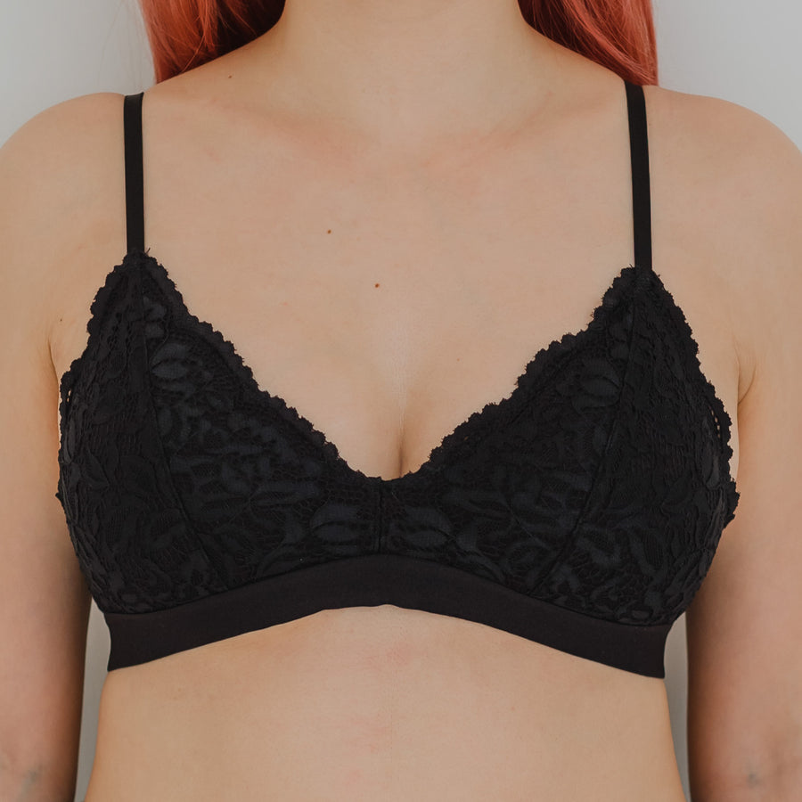 Lace Blossom! Lightly-Lined Bralette in Black