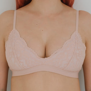 Lace Blossom! Lightly-Lined Bralette in Raspberry Blush