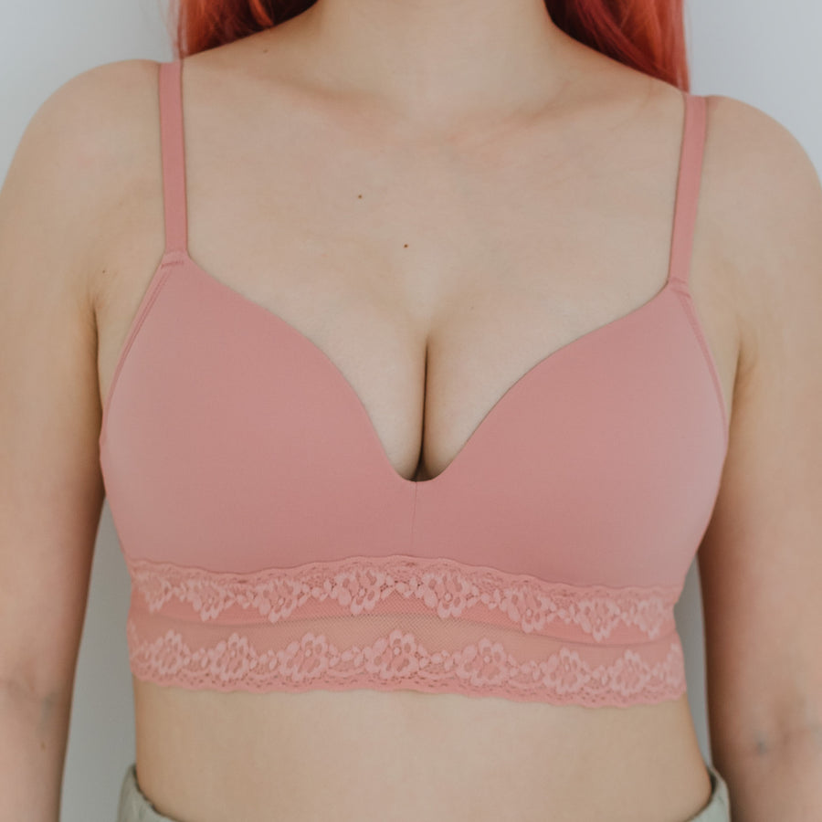 The Softest! Lacey Wireless T-Shirt Bra in Misty Blush