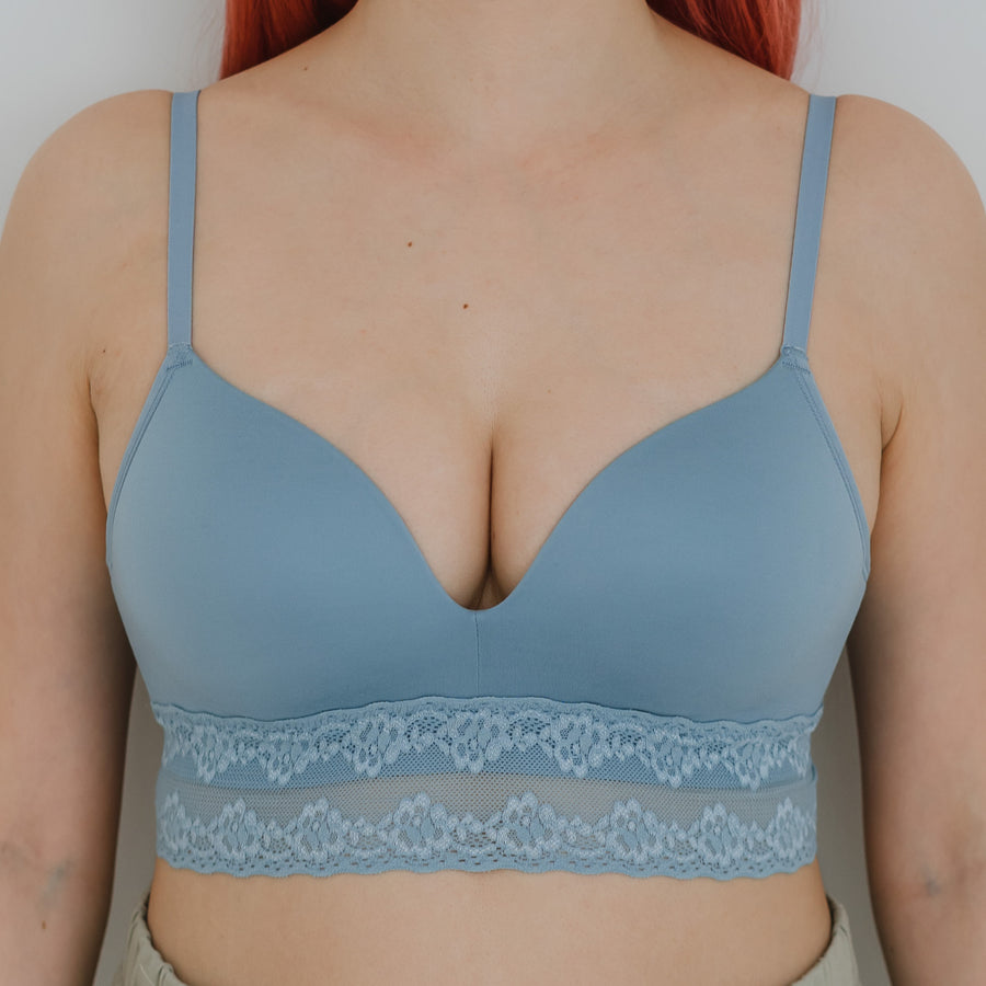 The Softest! Lacey Wireless T-Shirt Bra in Misty Sky
