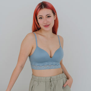 The Softest! Lacey Wireless T-Shirt Bra in Misty Sky