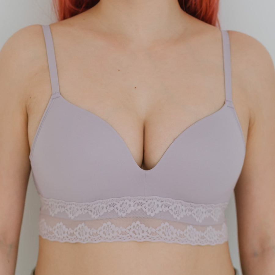 The Softest! Lacey Wireless T-Shirt Bra in Misty Thistle