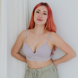 The Softest! Lacey Wireless T-Shirt Bra in Misty Thistle