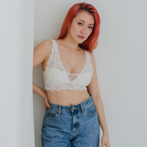 Petal Soft! Lace Lightly-Lined Bralette in White