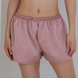 Luxurious Cooling Crease-less Satin Shorts in Shimmering Blush