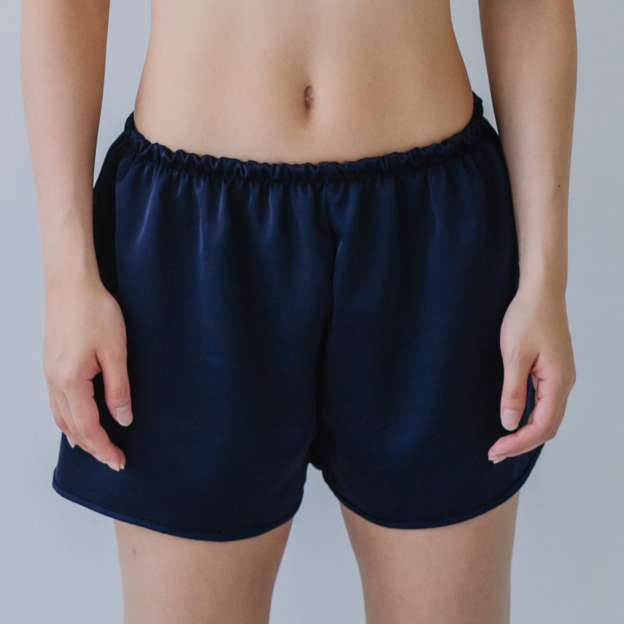 Luxurious Cooling Crease-less Satin Shorts in Moonlight