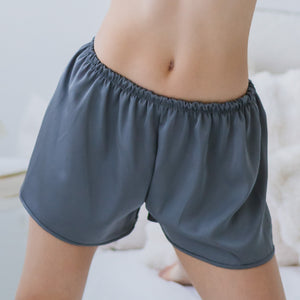 Luxurious Cooling Crease-less Satin Shorts in Stormy