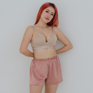Luxurious Cooling Crease-less Satin Shorts in Sunset Pink