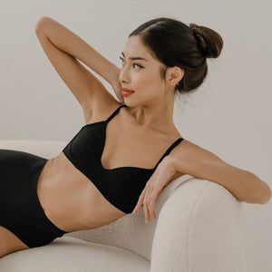 On Cloud Nine! Modal Soft-Ripple Lightly-Lined Bralette in Black