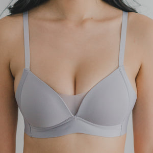 Timeless Essential! Mesh Lightly-Lined Seamless Wireless T-Shirt Bra in Moonstone