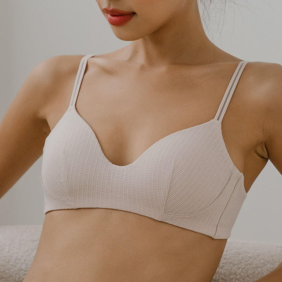 On Cloud Nine! Modal Soft-Ripple Lightly-Lined Bralette in Sakura Puff