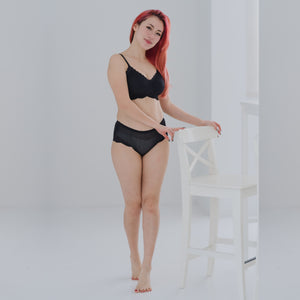 air-ee Lace Mid-Rise Seamless Cheekie in Black (Signature Edition)
