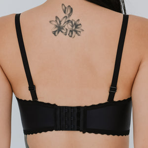 Perky Curves! Lace-Trim Lightly-Lined Wireless Bra in Matte Black