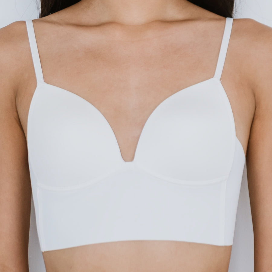 Seamless Longline Midi Bralette in White