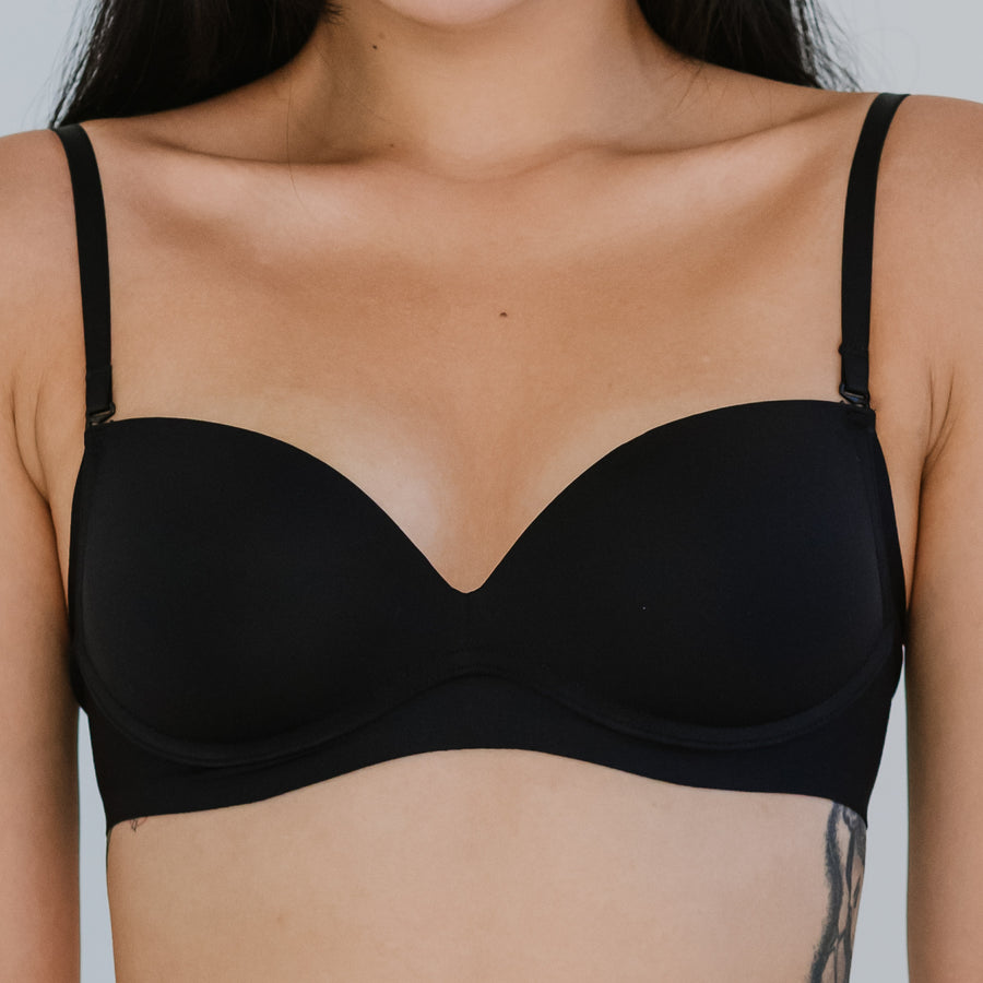 Timeless Essential! Seamless Wireless T-Shirt Bra in Black
