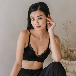 Buttery Lash-Lace! Seamless Super Push Up Wireless Bra in Black