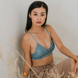 Waltz In Lace! Lightly-Lined Bralette in Sky Blue (Size L & XL Only)