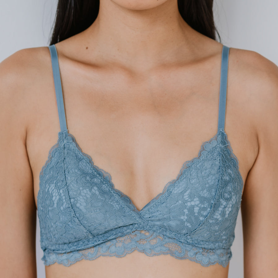 Waltz In Lace! Lightly-Lined Bralette in Sky Blue (Size L & XL Only)
