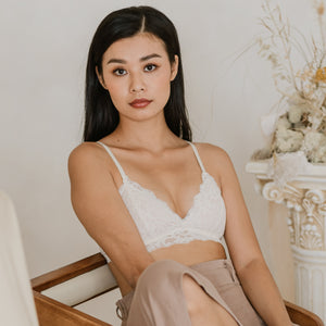 Waltz In Lace! Lightly-Lined Bralette in Creme (Size L & XL Only)
