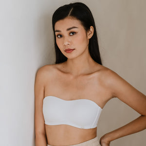Modal Cotton! Lightly-Lined Anti-Slip Strapless Wireless Bra in White (Size XL Only)