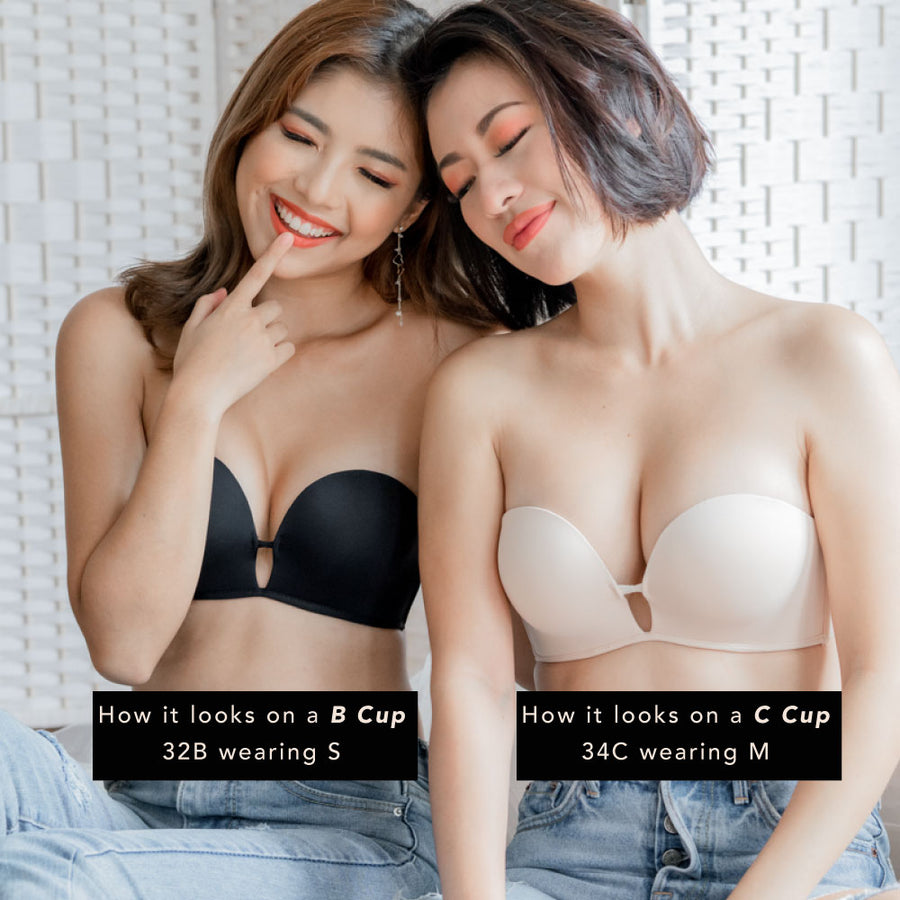 LIFT IT UP! 100% Non-Slip Super Push Up Strapless Wireless Bra in Nude (Size XXL only)