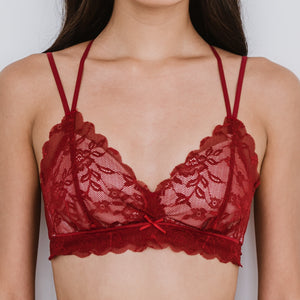 The Romantic Lacey Bralette in Scarlet