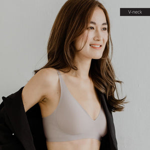 Air-ee Seamless Bra in Light Grey - V-Neck (Superfine) (Size XXL Only)