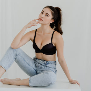 Entice Me! V2.0 Seamless Push Up Wireless Bra in Glossy Black (Size XL Only)