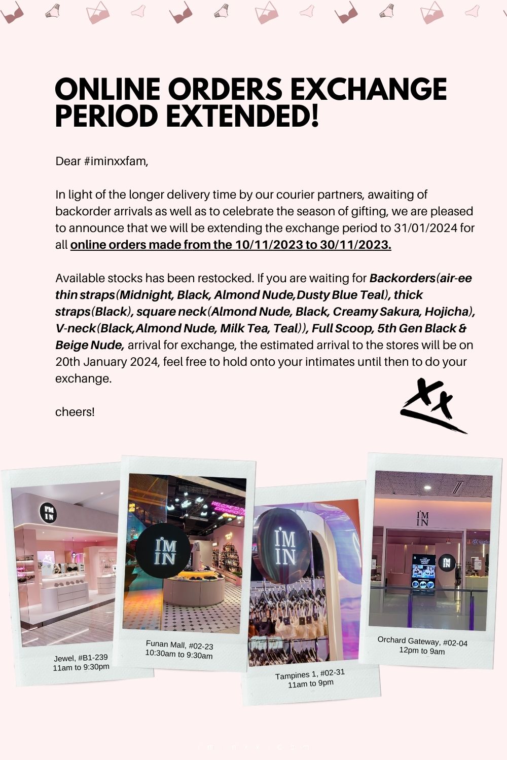 Extended Exchange Period for orders made from 1st - 30th Nov 2023