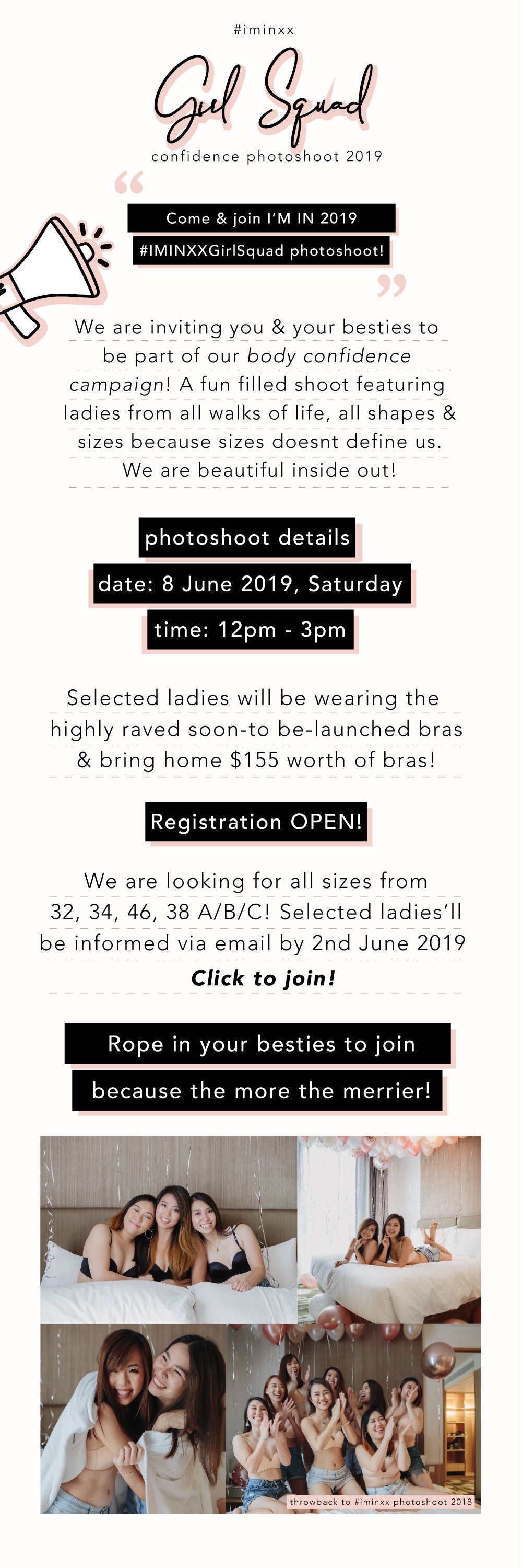 #iminxxGirlSquad Confidence Photoshoot 2019 - Registration CLOSED!