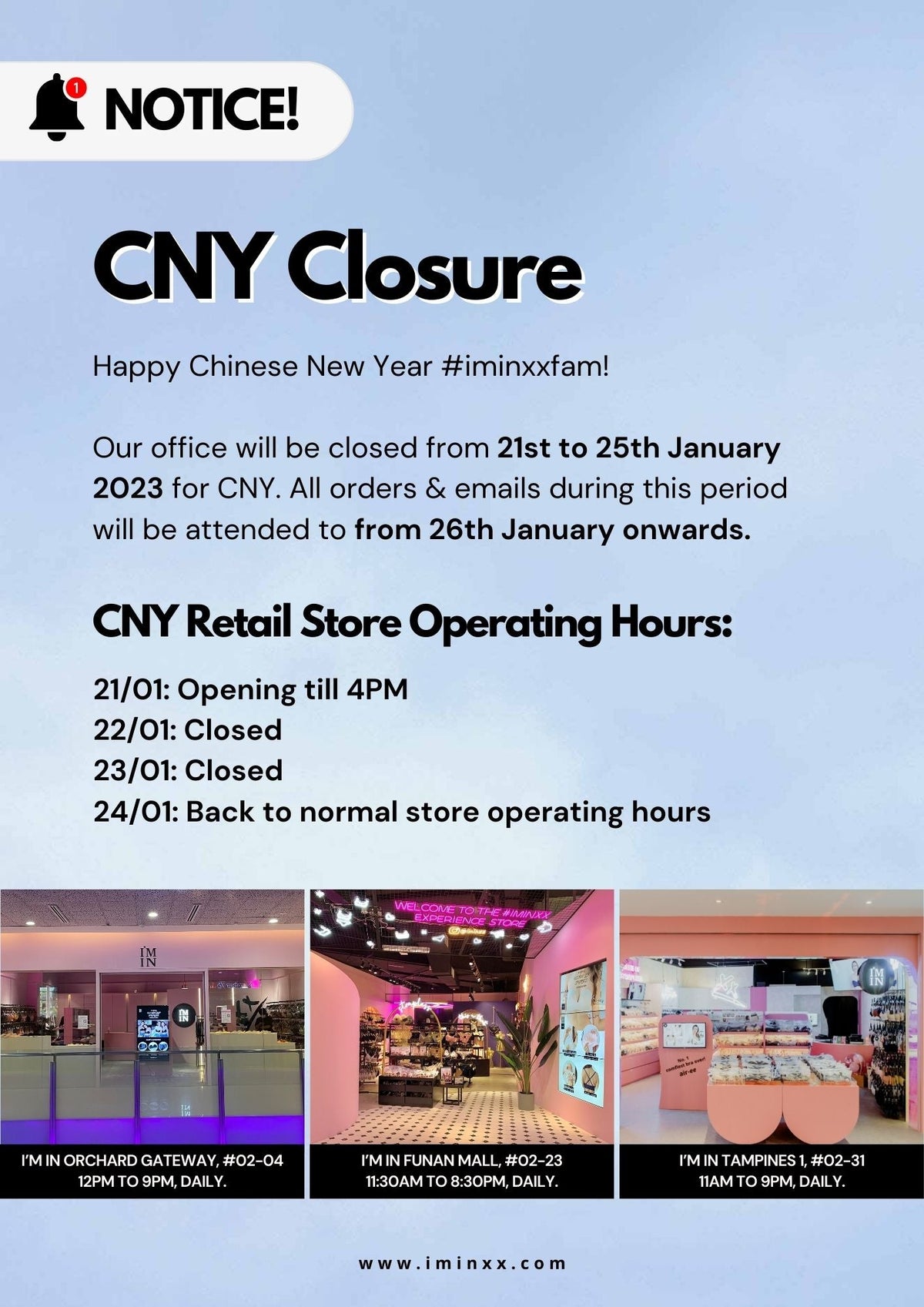 Notice of CNY 2023 Closure