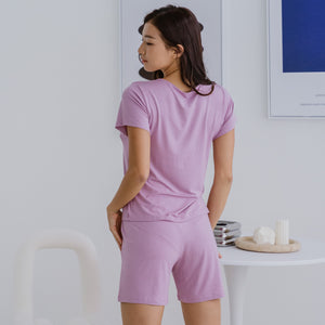 Everyday Bra-less Modal® Fabric Loungewear Set in Cloud Lilac (With In-Built Cups)