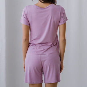 Everyday Bra-less Modal® Fabric Loungewear Set in Cloud Lilac (With In-Built Cups)