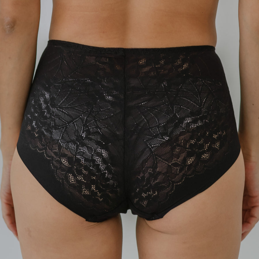 Premium Lace High-Rise Butthugger in Black
