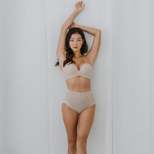 Premium Lace High-Rise Butthugger in Almond Nude