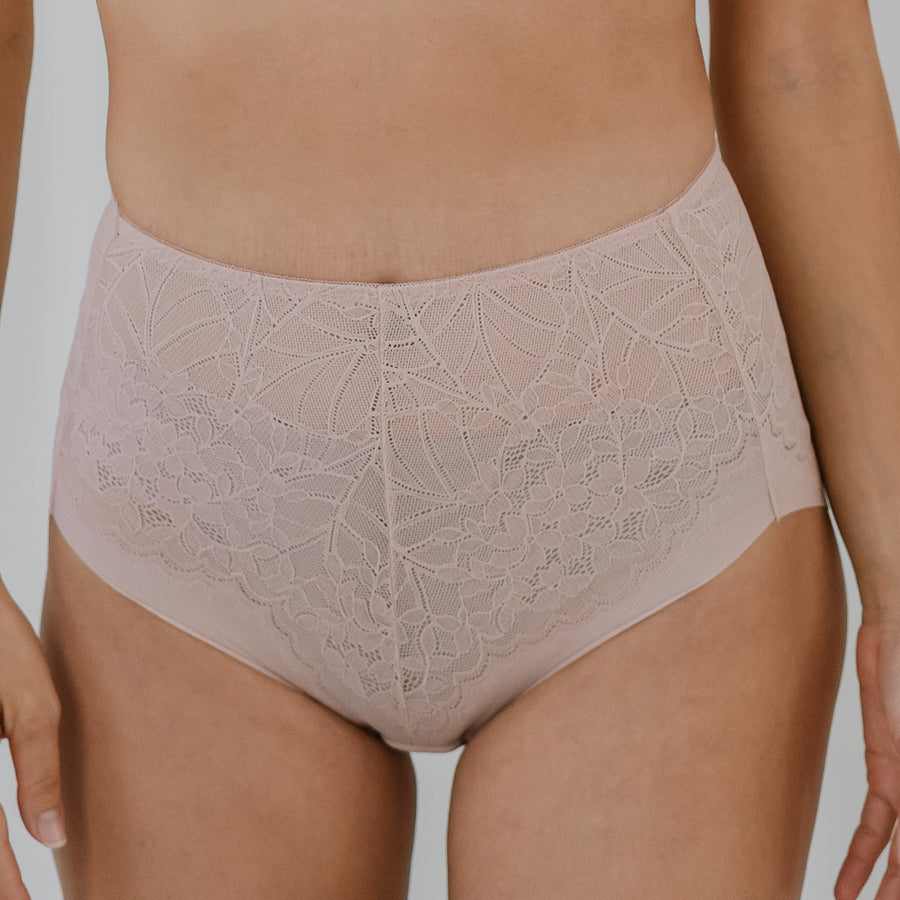 Premium Lace High-Rise Butthugger in Strawberry Cream