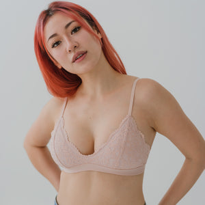 Lace Blossom! Lightly-Lined Bralette in Raspberry Blush