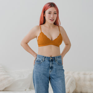 Lace Blossom! Lightly-Lined Bralette in Butterscotch