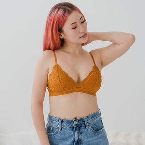 Lace Blossom! Lightly-Lined Bralette in Butterscotch