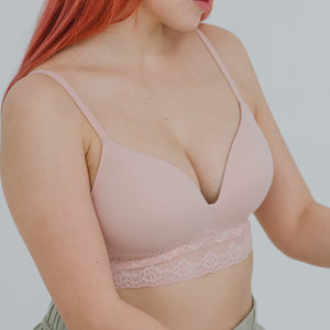 The Softest! Lacey Wireless T-Shirt Bra in Misty Blossom